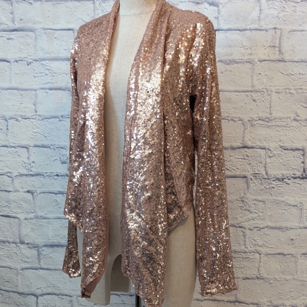 Rose Gold Sequin Open Front Cardigan/Jacket Size XS-Small